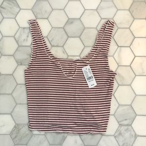 Pacsun Ripped Striped Cropped Tank White Purple